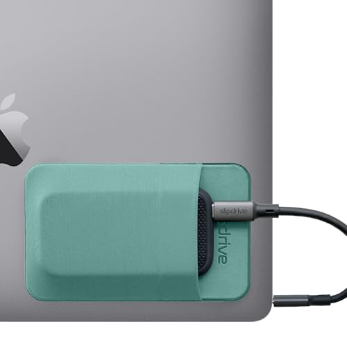 Slipdrive - Portable Hard Drive Sleeve for Laptop - SSD Solid State Drive - Reusable Adhesive - 5” x 3.2” Stick on External Hard Drive Carrying Case - Travel Pocket Pouch (Small, Aqua) - color: Aqua, size: Small (For SSD)