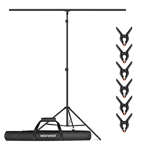 Neewer T-Shaped Background Backdrop Support Stand Kit, 8.5ft/2.6m Tall Adjustable Tripod Stand and 5ft/1.5m Wide Crossbars with 6 Spring Clamps and 1 Carrying Bag for Studio Photo Video Photography - size: 8.5ft x 5ft