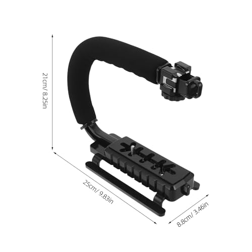 Zerodeko Handheld Camera Stabilizer Grip with Phone Clamp and U-Shaped Cold Shoe Mount for Filmmaking and Video Recording, Compatible with Smartphones and Camcorders