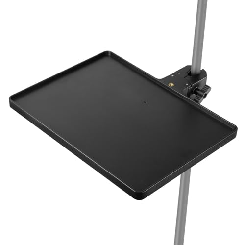 Microphone Stand Tray, Clamp-on ABS Sound Card Shelf with NonSlip Edges, 2kg Load Adjustable Utility Holder for Mixer Controllers, Interfaces and Studio Recordings Accessories - color: Black, size: T7