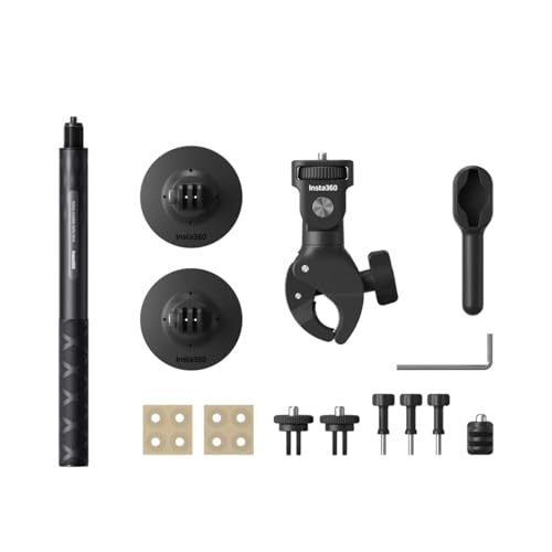 Insta360 Motorcycle Bundle New Version-Complete Mounting Kit X5/X4 Air/X4/X3/X2/Cameras | Compatible with ACE PRO2/GO 3S/Go Ultra, DJI OSMO Action 6/5/4and GoPro 13/12/11/MAX2(with Action Selfie) - style: Moto Buncle with Action Selfie Stick