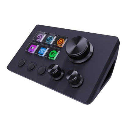 ActionRing Streaming Macro Keypad, Stream Controller Deck, Gaming Shortcut Keyboard, with 6 Customizable LCD Shortcut Keys, 3 Buttons and 3 Dials, Trigger Actions in OBS/Twitch/YouTube, For office workers and Content creaters,Windows 10/Mac14.0 (N3 Black)