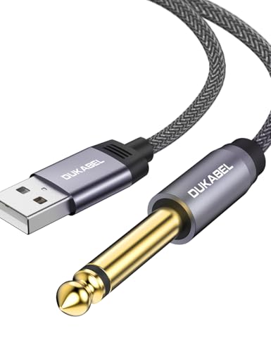 DUKABEL USB Guitar Cable, USB-A to 1/4 TS Cord for Guitar Recording, 8Feet/2.4Meter Instrument Mono Cord for Bass, Mixer, PC, Laptop(Donot Work with RockSmith) - style: USB to 1/4 inch