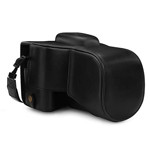 MegaGear MG1607 Ever Ready Leather Camera Case compatible with Canon EOS Rebel T7 (18-55mm), 2000D (18-55mm) - Black - color: Black