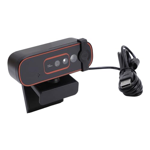 Jiawu Webcam, Facial Recognition 1080P HD Computer Camera, Streaming Camera with Privacy Cover and Noise Cancelling Mic for PC Laptop Desktop Video Conferencing Online Classes and Live