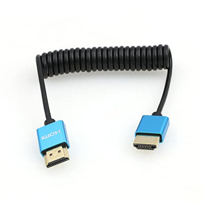 8K HDMI to HDMI 2.1 Ultra High-Speed Braided Coiled Cable for Sony A7III a7s3 A7RV FX6,Z Cam E2 S6 - color: Blue Coiled Cable, size: HDMI-HDMI