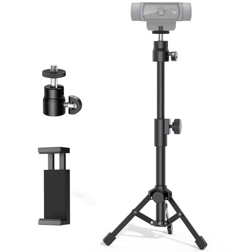 InnoGear Webcam Tripod, Extendable Webcam Stand for Desk Camera Stand Mount with Phone Holder for Webcam C922 C930e C920S C920 C615 C960 C920x BRIO 4K NexiGo N60, Right Light, GoPro with 1/4" Thread - style: Webcam Tripod Stand