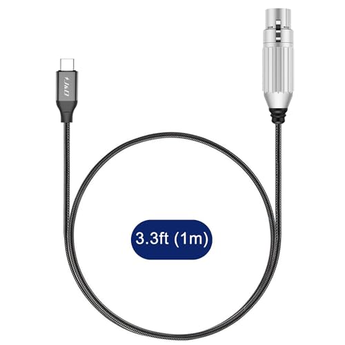 J&D USB C to XLR Microphone Audio Cable, Braided USB C to XLR Female Cable for Audio Recording, Dynamic Microphone, Compatible for iPhone 16/17 Series, MacBook, 3.3 Feet - size: 3.3 Feet