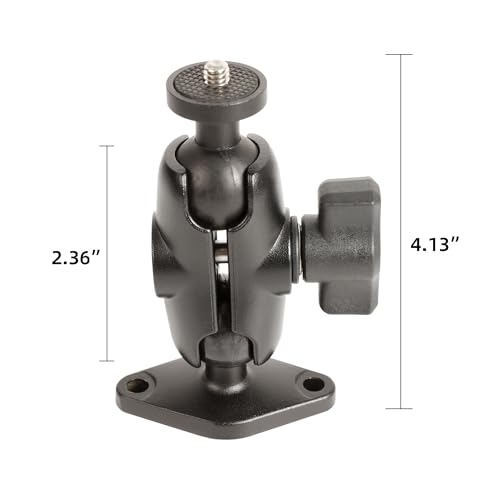 xik Camera Mount Holder: 1" Ball Rhombic Base, 1/4"-20 Thread - Fits Logitech Security Camera，DSLR, CCTV, Action Cam, Projector - Install on Wall, Desk, Car (AMPS), Boat - size: 4.13" Length