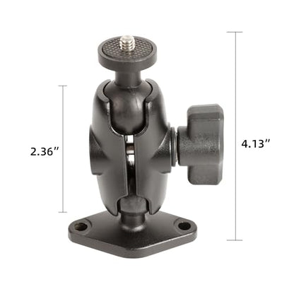 xik Camera Mount Holder: 1" Ball Rhombic Base, 1/4"-20 Thread - Fits Logitech Security Camera，DSLR, CCTV, Action Cam, Projector - Install on Wall, Desk, Car (AMPS), Boat - size: 4.13" Length