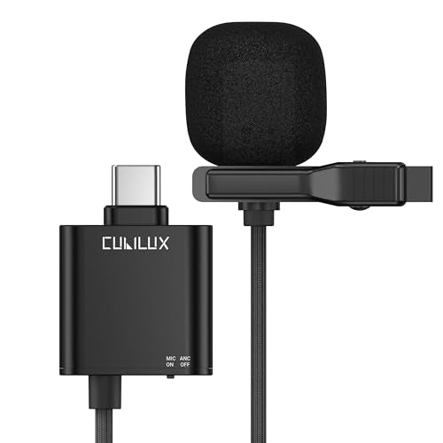 Cubilux Noise-Cancelling USB C Lavalier Microphone, Type C Noise Cancellation ENC Mini Clip-On Lapel MIC Compatible with iPhone 17/16/15 Pro, iPad Pro 13/12.9/11, Galaxy, Pixel, Laptop, Phone, 5FT