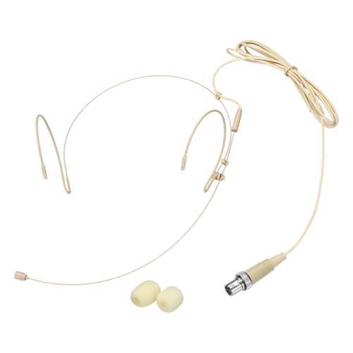 MECCANIXITY Ear Hook Headset Microphone, Double Over Ear Set Hanging Omnidirectional Wired Audio Condenser Microphone Headset with Mini XLR 4 Pin Screw Plug 3.9ft Cable, Beige - color: Beige, style: Mini XLR 4 Pin Screw Plug