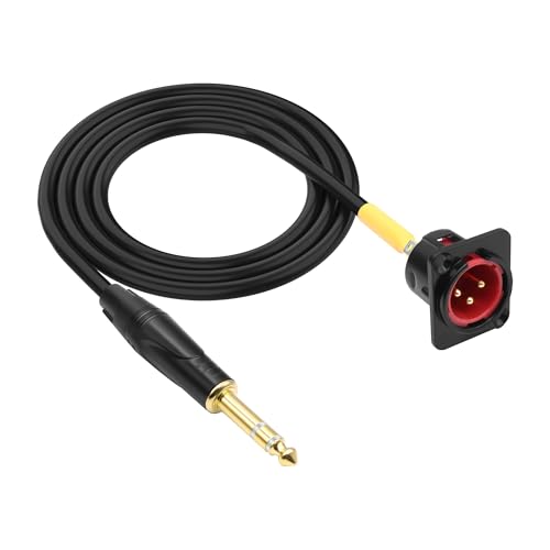XMSJSIY D-Type XLR to 1/4" TRS Pass Through Cable 3Pin XLR Male Panel Mount to 6.35mm Male Stereo Balanced Microphone Audio Adapter Connector Cord for Pro Audio Installations - 1M/3.2FT - style: D-Type XLR Male