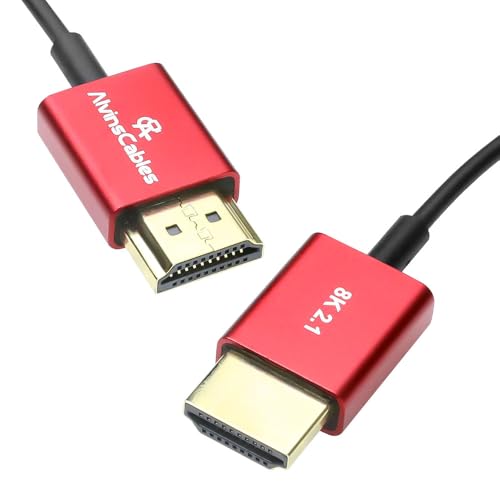 Alvin's Cables 8K 2.1 Ultra-Thin Left Angle Micro HDMI to HDMI Coiled Cable for Atomos Ninja V, 8K@60Hz 4K@120Hz High-Speed HDMI Cable for Sony A7RIII A7II A7M3, for Canon R5 M6 - size: 2.6ft, style: Left Angle micro HDMI Coiled