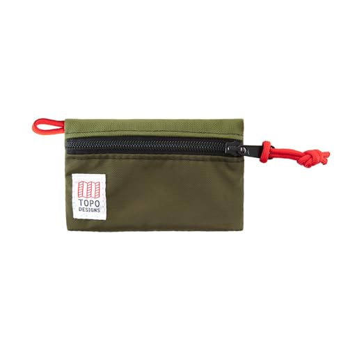 Topo Designs Accessory Bags, Travel Organizer Accessories for Smaller Items, Durable Storage Pouch, 3 Sizes, Fully Lined Pack Cloth (Micro, Olive/Olive) - color: Olive/Olive, size: Micro
