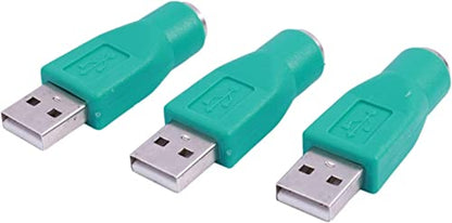 VizGiz 3 Pack PS/2 Keyboard to USB Computer Adapter Replacement PS2 Female to USB Male Connector Plugs for Legacy Mouse Microsoft Dell Old Keyboard KVM Switch PS/2 Trackball Mouse Laptop