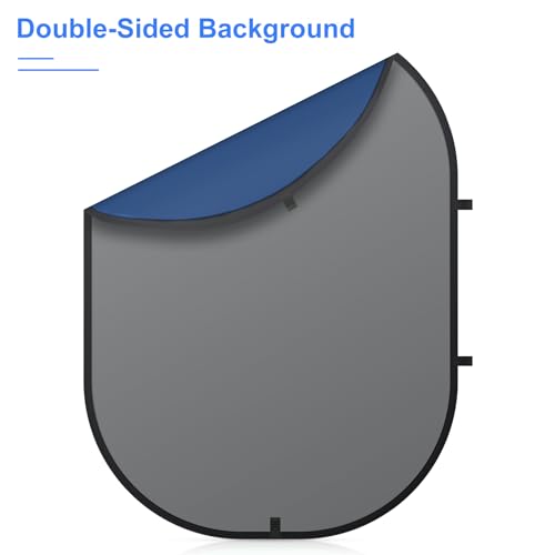 Blue Gray Pop up Backdrop 3x5ft/1x1.5m, Self-Tape Photography Backdrops with Carry Bag Collapsible Portable Background for Auditions Photoshoot TikTok YouTube Video Live Streaming - size: 3 x 5 ft
