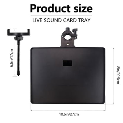 Microphone Stand Tray with Phone Support, Microphone Stand Clamp-On Rack Tray Holder，Universal Sound Card Tray for Live Streaming (Large) - size: Large