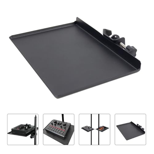 Clamp Microphone Stand Tray Holder for Live Streaming with Sound Card Storage Raised Edge Bracket for Picks Capos Phones and Accessories