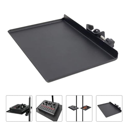 Clamp Microphone Stand Tray Holder for Live Streaming with Sound Card Storage Raised Edge Bracket for Picks Capos Phones and Accessories
