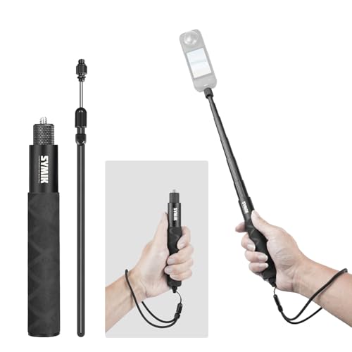 SYMIK Invisible Selfie Stick for Insta360 70 cm/27.6 in, 360 Camera Stick | Aluminum Alloy Extension Stick for Insta 360 X5 X4 Air X3 ONE X2, Osmo 360, Portable Extendable Monopod Pole with Wrist Strap - size: 70 cm / 27.6 in