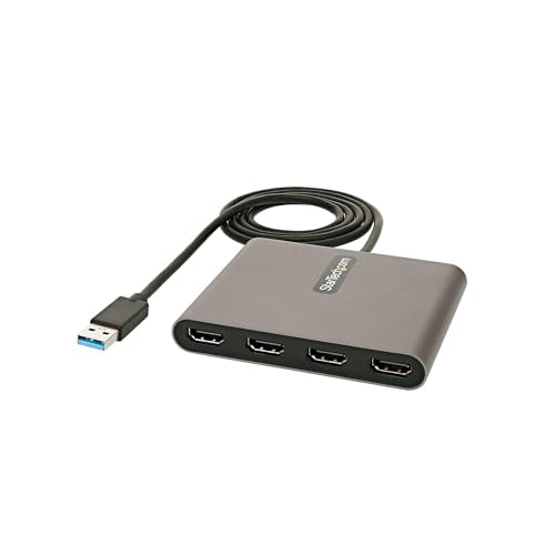 StarTech USB-A 3.0 to Quad HDMI Adapter, 1080p60, Windows, TAA (USB32HD4) - style: USB-A