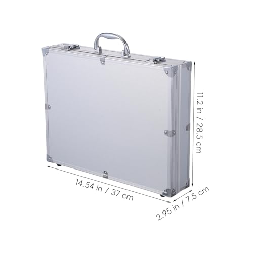 SUPVOX Aluminum Toolbox Lockable Storage Case for Tools Electronics and Accessories - Durable Silver Hard Case with Carry Handle - Large Capacity 14.57X11.22X2.95 Inches - color: Silver