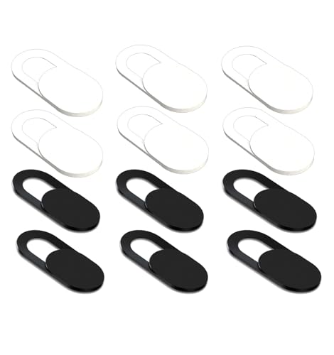 [12 Pack] Slide Webcam Cover Ultra Slim Web Camera Cover fits Laptop, Desktop, PC, Macboook Pro, iMac, Mac Mini, Computer, Smartphone,Protect Your Privacy Security,Strong Adhensive-6 White+6 black - color: 6black+ 6white 12Pack