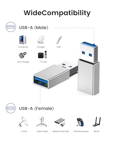 Fidioto Printer Saver! USB 3.0 A Male to Female Adapter - High-Speed Data Extension for Short Cable Fix ，5Gbps Transfer, Industrial Durabilit - color: A Male-A Female