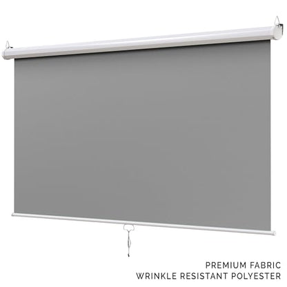 【Wider Style】 KHOMO Gear Grey Screen 84 x 84 inch – Extra Large Pull Down Backdrop – Portable Collapsible Roll Down Projector Screen – Gray Screen for Video, Streaming, and Photography - color: Grey - White Metal Frame