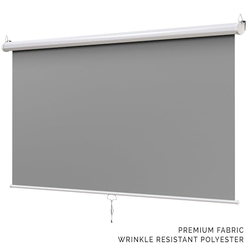 【Wider Style】 KHOMO Gear Grey Screen 84 x 84 inch – Extra Large Pull Down Backdrop – Portable Collapsible Roll Down Projector Screen – Gray Screen for Video, Streaming, and Photography - color: Grey - White Metal Frame