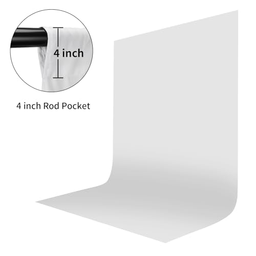 UTEBIT White Backdrop Curtain for Photography, 5x6.5FT Photo Background for Photographic Parties Video Recording Live Streams Polyester Fabric Photoshoot Screen Backdrops - size: 5x6.5FT