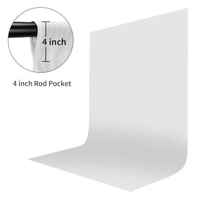 UTEBIT White Backdrop Curtain for Photography, 5x6.5FT Photo Background for Photographic Parties Video Recording Live Streams Polyester Fabric Photoshoot Screen Backdrops - size: 5x6.5FT