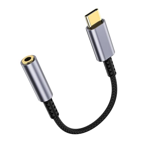 USB C to 3.5mm Headphone Jack Adapter – HiFi Audio Dongle, Type C to Aux Female Cable Cord Compatible with iPhone 17/16/15 Pro Max, Samsung S25/S24/S23, iPad Pro, Pixel, MacBook - color: Grey, size: 1 Pack