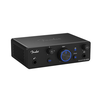 Fender Quantum LT2 USB Audio Interface, for Guitarist, Vocalist, or Producer. Includes easy to use software, Fender Studio app, Amp and FX pack to create Studio Quality recordings. PC/Mac | 2-In/2-Out USB-C, Max-HD Mic Preamp, Fender Hi-Z Instrument Input