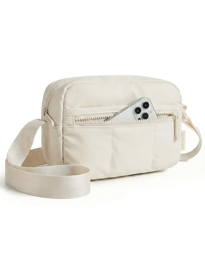 BAGSMART 2 in 1 Puffy Camera Sling Bag Small Camera Shoulder Bag DSLR/SLR/Mirrorless Crossbody Photography Camera Case for Photographers, Beige - color: Beige