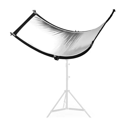 Clamshell Light Reflector Diffuser with Carrying Bag, 70"x24"/180x60cm Photography Arclight Curved Lighting Reflector for Photo Video Studio Outdoor Shooting, Black/White/Gold/Silver (70"x24")