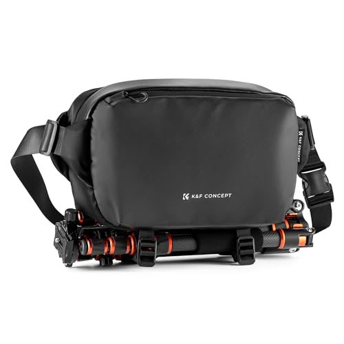 K&F CONCEPT Camera Sling Bag Crossbody Bag Waterproof Camera Shoulder Backpack DSLR/SLR/Mirrorless Camera Case - color: 02 All Black Medium