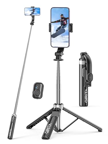 Selfie Stick & Phone Tripod, All in 1 Selfie Stick with Remote, Phone Travel Tripod Stand for Video Recording, Live Streaming, Photograph, Group Photo, Vlog Compatible with All Cellphones - color: Black, size: 52in-Stainless Steel Pole