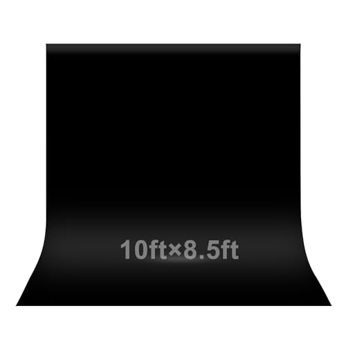 EMART 10x8.5ft Black Backdrop for Photoshoot, High Density Polyester Fabric Pure Backdrop Curtain, Black Photography Backdrop for Portrait Photoshoot, Video Recording - size: 10x8.5ft