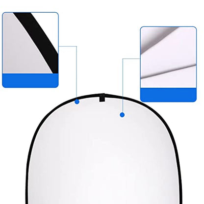 5 * 6.5 ft (2mX1.5m) 2 in 1 Polyester Muslin Black White Collapsible Backdrop Pop-Up Portable Collapsible Reversible Photography Background with Carrying Bag - color: Black/White（5*6.5ft）