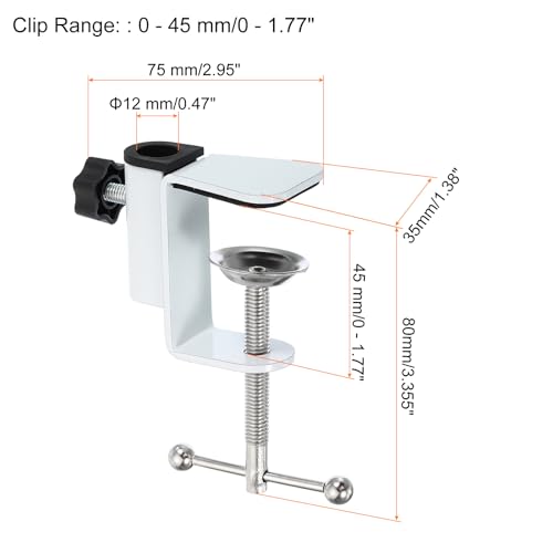 PATIKIL 0.47" Hole Dia. Desk Clamp, 4 Pcs Aluminum Alloy Bracket Universal Adjustable C-Clamp Mount Holder for Microphone Mic Arm Table Lamp Stand, White - color: White