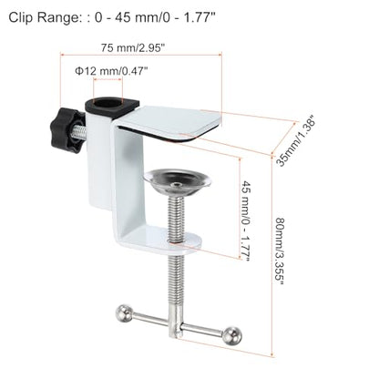 PATIKIL 0.47" Hole Dia. Desk Clamp, 4 Pcs Aluminum Alloy Bracket Universal Adjustable C-Clamp Mount Holder for Microphone Mic Arm Table Lamp Stand, White - color: White