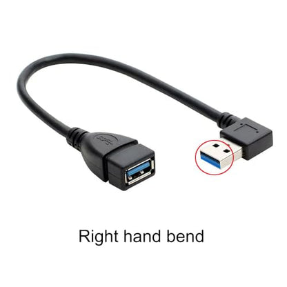 2 PACK 90 Degree (Left and Right Angle) USB 3.0 male to female extension cable can withstand fast data transfer, compatible with PC, laptop, mobile power, charger, etc. 7~12IN/20~30CM（Random length）