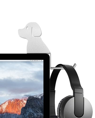 Monitor Stand, Puppy Tail Hook for Headphone, Saves Desk Space and Protects Headphones, Organizer Decorative Hanger for Hanging Keys Cables and More (Silvery) - color: Silvery