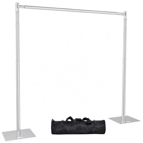 Pipe and Drape Backdrop Stand 10FT x 8FT, Adjustable Backdrop Stand Heavy Duty, Background Stand, Backdrop Stand for Parties, Photography, Wedding, Birthday Decoration - color: Silver, size: 8x10ft