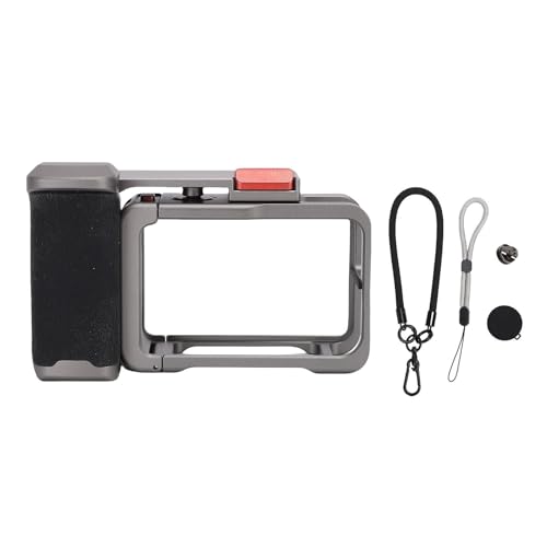 Fockety Action Camera Cage, Protective Frame Metal Video Rig with Cold Shoe, Shutter with Mic Handle Grip Magnetic Adapter Mount Protective Cage for 5 4 3 Pro Action Camera
