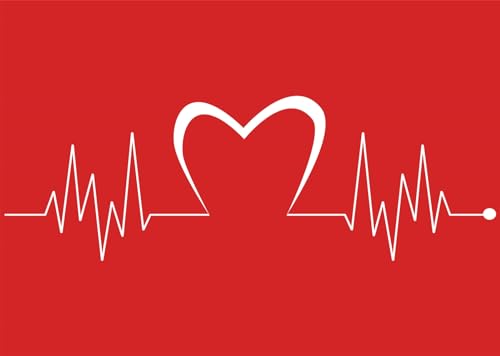 10x6.5ft Fabric Happy Valentine's Day Backdrop for Photography Art Design Health Medical Heartbeat Pulse Background for Lovers Valentine's Day Party Decoration Photo Studio Props - size: 10x6.5FT