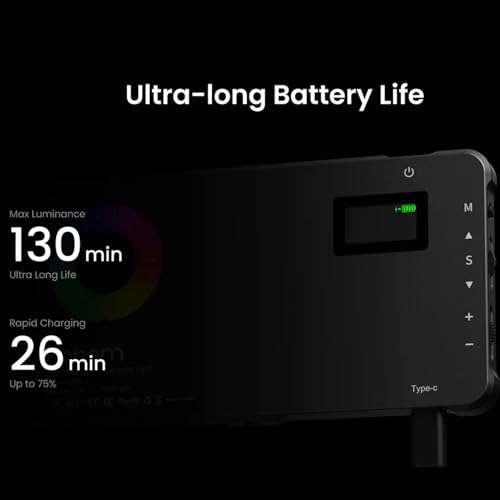 Hohem HPL-R01 Photography Lighting, On Camera Light, RGB Video Light, 130 Minutes Portable Camera Light, CCT 2500K-9000K, CRI 95+, TLCI 97+, 24 FX Effects, 10W Output for TikTok, Content Creator