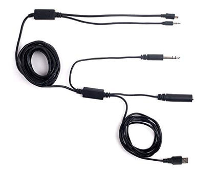 V2 18FT ATC Radio Audio Recording Cable with Dual Output for Gopro Phone Audio Recorder Extra Long 5meter Airplane Cockpit Intercom with USB Power HERO3 HERO3+ / HERO4, Needs Adapter For Newer Models